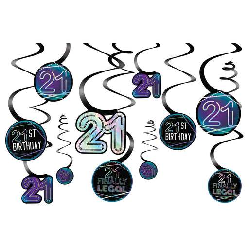 Finally 21 Swirl Decorations 12pk | 1 ct - Zurchers