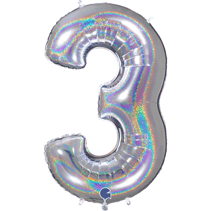 Holographic Jumbo Number Balloons 34" - Zurchers