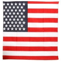 A square centerpiece designed to resemble the American flag, featuring red and white stripes with a blue field of white stars in the upper left corner. This patriotic decoration is intended to lay flat on a table, adding a festive touch to Fourth of July, Memorial Day, or other USA-themed celebrations.