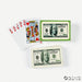 
A deck of novelty playing cards designed to look like stacks of one hundred dollar bills. The backs of the cards feature a realistic image of a $100 bill, while the front shows standard playing card faces. The displayed cards include a royal flush in hearts (10, J, Q, K, A), adding to the playful, money-themed design.








