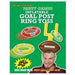 A party game package featuring an inflatable goal post ring toss set with yellow goalposts and colorful rings, worn on the head like a hat.