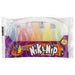 Pack of Nik-L-Nip wax bottle candies in clear plastic packaging with colorful purple label – includes five wax bottles filled with fruit-flavored liquid in red, blue, orange, yellow, and green – classic nostalgic candy where you bite the top, sip the juice, and chew the wax – fun retro treat for party favors or candy lovers.
