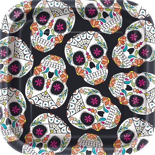 Halloween Skull Day of the Dead Plates 7" | 8 ct - Zurchers