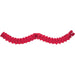 Red tissue paper garland with a scalloped, honeycomb-style design, displayed in a wavy arrangement.