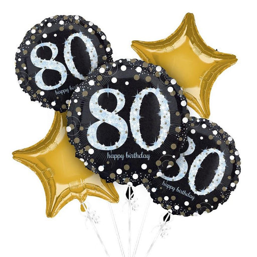 Sparkling 80 Balloon Bouquet | 5 pcs - Zurchers