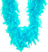 Bright turquoise feather boa with fluffy, layered feathers arranged along its length.