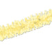 Yellow tissue paper fringe garland with a crinkled texture, displayed diagonally on a white background.