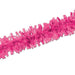 Cerise plastic fringe garland with a shredded texture, shown diagonally across a plain background.