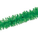 Green tissue paper fringe garland with a crinkled texture, displayed diagonally on a white background.