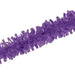 Purple tissue paper fringe garland with dense, crinkled strips, arranged diagonally on a white background.