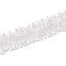 White plastic fringe garland with a shredded texture, shown diagonally across a plain background.