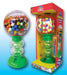 Baseball-themed gumball bank with a baseball-patterned globe on top, clear spiral center, and green base. Displayed both unpackaged and in a Dubble Bubble retail box labeled 'Baseball Gumball Bank' with multicolored gumballs inside and a 'Fun Spiral Action!' graphic.