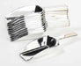 A set of 12 shiny silver scoops with flat handles, stacked together, with one scoop placed separately in front. Ideal for serving candy, snacks, or bulk food items at events or parties.