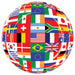 Round paper plate featuring a full-coverage collage of international flags including the United States, United Kingdom, Canada, Brazil, China, Japan, South Korea, Germany, France, Italy, Spain, Greece, South Africa, Australia, Ireland, Switzerland, Mexico, Argentina, Sweden, Belgium, India, and the European Union – ideal for multicultural parties, global events, and international classroom celebrations.