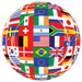 Round paper plate featuring a full-coverage collage of international flags including the United States, United Kingdom, Canada, Brazil, China, Japan, South Korea, Germany, France, Italy, Spain, Greece, South Africa, Australia, Ireland, Switzerland, Mexico, Argentina, Sweden, Belgium, India, and the European Union – ideal for multicultural parties, global events, and international classroom celebrations.