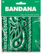 Packaged green bandana with a white and black paisley pattern, labeled 'Bandana' on a green header card.