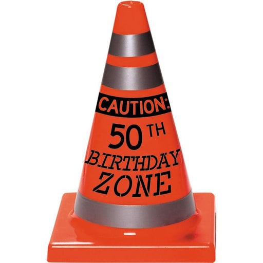 50th Birthday Orange Safety Cone Decoration 6" | 1ct - Zurchers