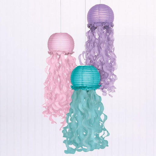 Shimmering Mermaids Jellyfish Paper Lanterns, 9.5in | 3ct - Zurchers