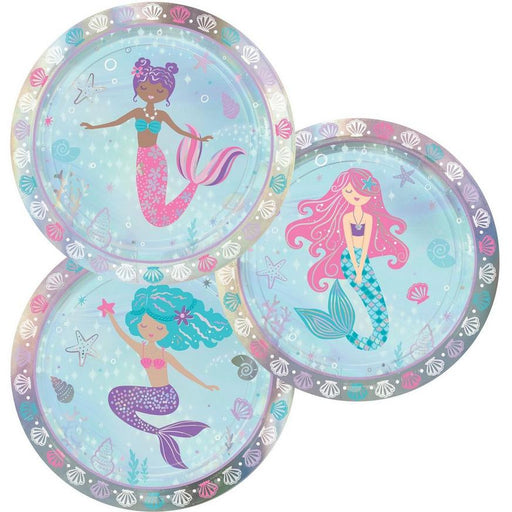 Iridescent Shimmering Mermaids Paper Dessert Plates, 7in | 8ct - Zurchers