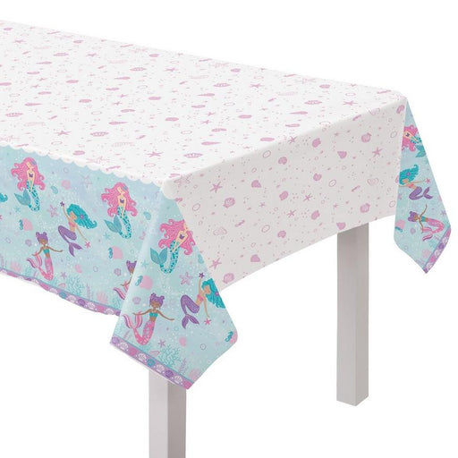 Shimmering Mermaids Plastic Table Cover, 54in x 96in | 1 ct - Zurchers
