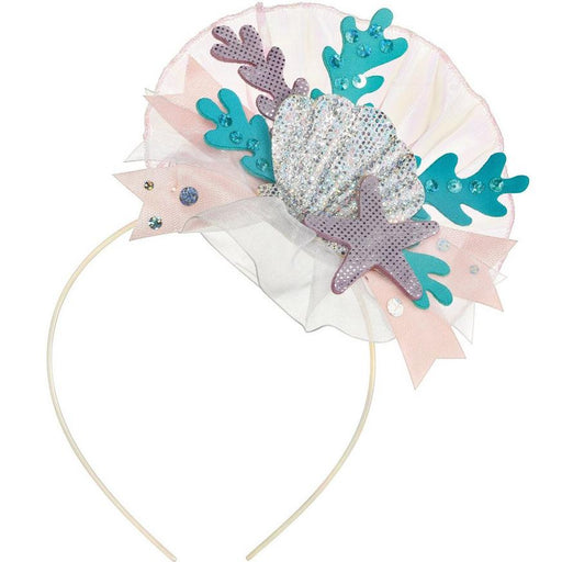 Iridescent Shimmering Mermaids Seashell Fabric & Plastic Headband, 4.5in x 9in | 1ct - Zurchers