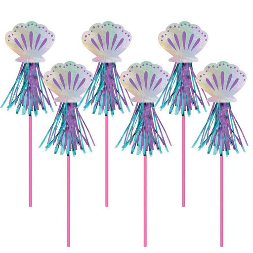 Iridescent Shimmering Mermaids Seashell Wands, 17.8in | 6ct - Zurchers