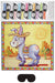 Pin the Tail on the Donkey game set featuring a cartoon donkey wearing a sombrero, 12 numbered colorful tail stickers, and a black blindfold.
