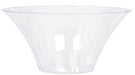 A clear plastic serving bowl with a wide flared rim and vertical panel detailing, ideal for snacks or salads.