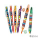 A set of translucent stacking crayon pens in assorted colors, each with multiple mini crayon tips arranged inside a clear plastic barrel.