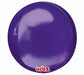 A shiny, spherical metallic purple balloon with the brand name "Orbz" at the bottom.