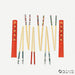 Chinese chopsticks with natural wood lower halves and decorative upper halves in various colors including black, red, green, and white with floral and traditional patterns. Two red paper sleeves featuring gold Chinese characters are included for packaging.