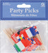 A set of international flag food picks featuring small flags from various countries, including Belgium, Australia, France, South Korea, Denmark, Japan, Finland, the United States, Canada, Germany, Italy, Mexico, Sweden, and the United Kingdom. Each flag is attached to a small wooden stick, ideal for decorating food at parties, international-themed events, or cultural celebrations.
