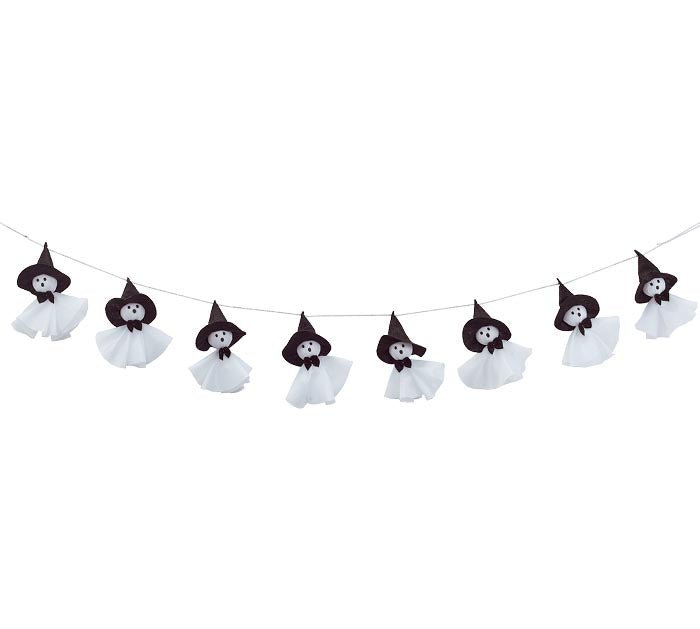 HALLOWEEN GHOST GARLAND WITH WITCH HATS 34" | 1ct - Zurchers