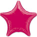 Pink star-shaped foil balloon with a shiny metallic finish and slightly curved points.