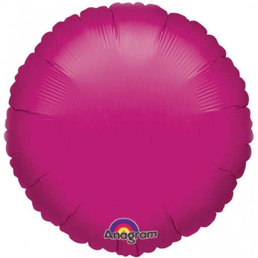 Round magenta foil balloon with a shiny, smooth surface, featuring the Anagram logo at the bottom.