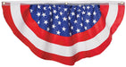Large patriotic American banner featuring red, white, and blue colors with white stars on the blue section, typically used for decorating during national holidays like the Fourth of July, Memorial Day, or Veterans Day.