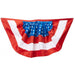 A pleated fan-style American patriotic banner featuring red, white, and blue stripes with white stars on the blue section, commonly used for patriotic decorations during holidays like the Fourth of July.