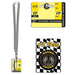 Racing-themed pit pass set featuring a yellow VIP pass with black and white checkered details, a matching lanyard, and a 'Pit Pass Racing' badge with a tire graphic on a checkered flag background. Ideal for race car-themed parties and events.