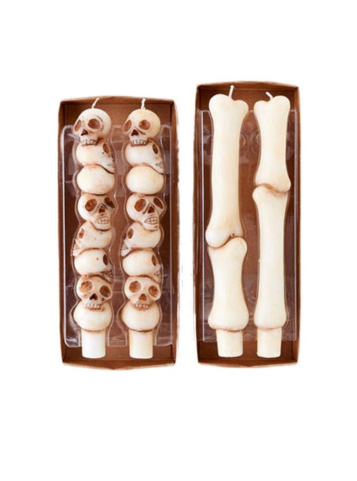 8in Stacked Skulls or Bones Taper Candle | 1 ct - Zurchers