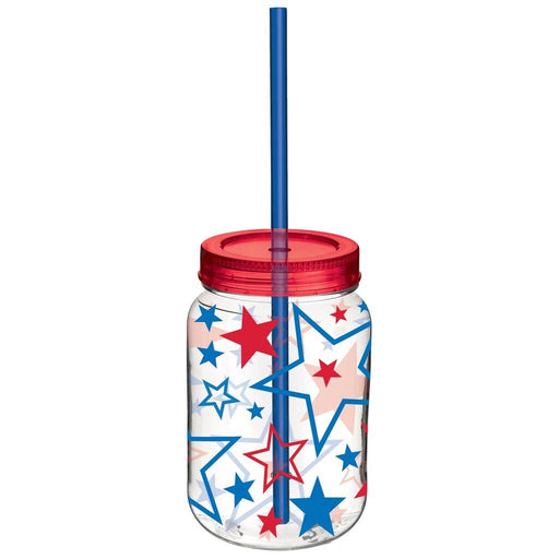 Patriotic Plastic Mason Jar with Straw | 1ct - Zurchers