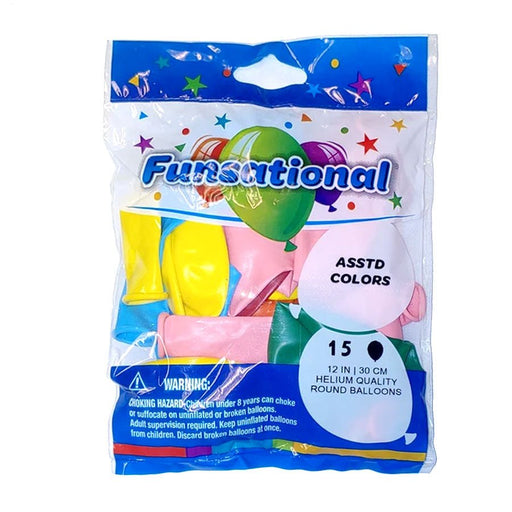 12" Funsational Latex Balloon Pack, Assorted Colors | 15 ct - Zurchers