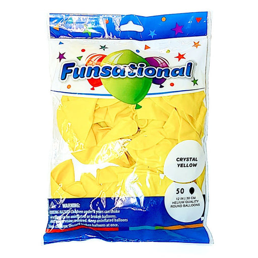 Crystal Yellow Funsational Latex Balloons 12" | 50ct - Zurchers