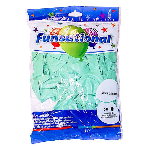 Mint Green Funsational 12" Latex Ballons | 50ct - Zurchers