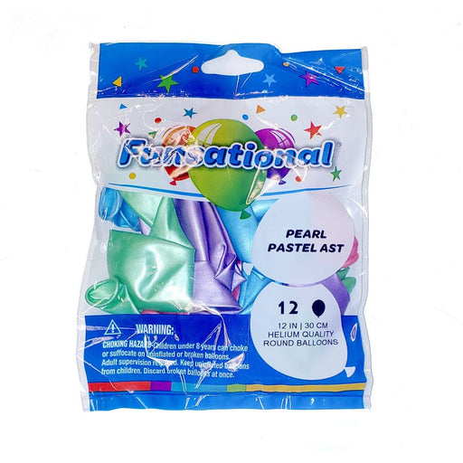 12" Funsational Latex Balloon Pack, Pearl Pastel Assorted | 12 ct - Zurchers