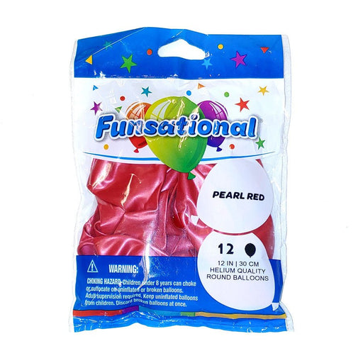 12" Funsational Latex Balloon Pack, Pearl Red | 12 ct - Zurchers