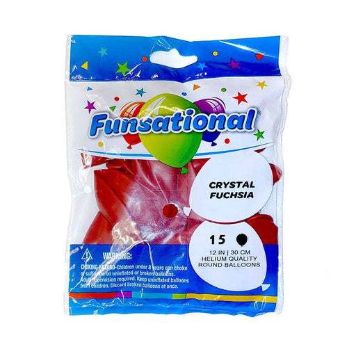12" Funsational Latex Balloon Pack, Crystal Fuchsia | 15 ct - Zurchers