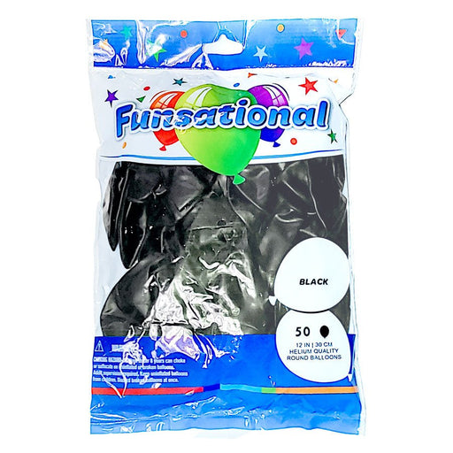 Black Funsational 12" Latex Balloons | 50ct - Zurchers