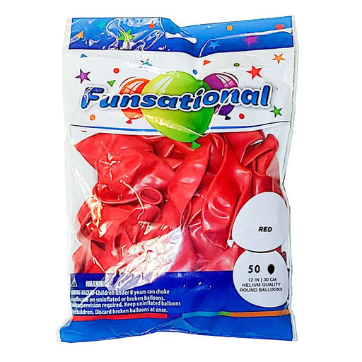 Red Funsational 12" Latex Ballons | 50ct - Zurchers