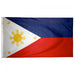 A flag with a horizontal bicolor of blue and red, and a white triangle on the left side featuring a golden sun and three small gold stars.