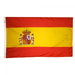 A flag with three horizontal stripes: red on the top and bottom, and a wider yellow stripe in the center. A decorative emblem is positioned on the left side of the yellow stripe.